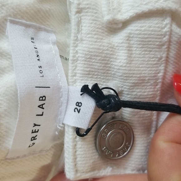 Grey Lab high waist pleat front baggy Jeans sz 28 (sz 6) white cream - Picture 4 of 6